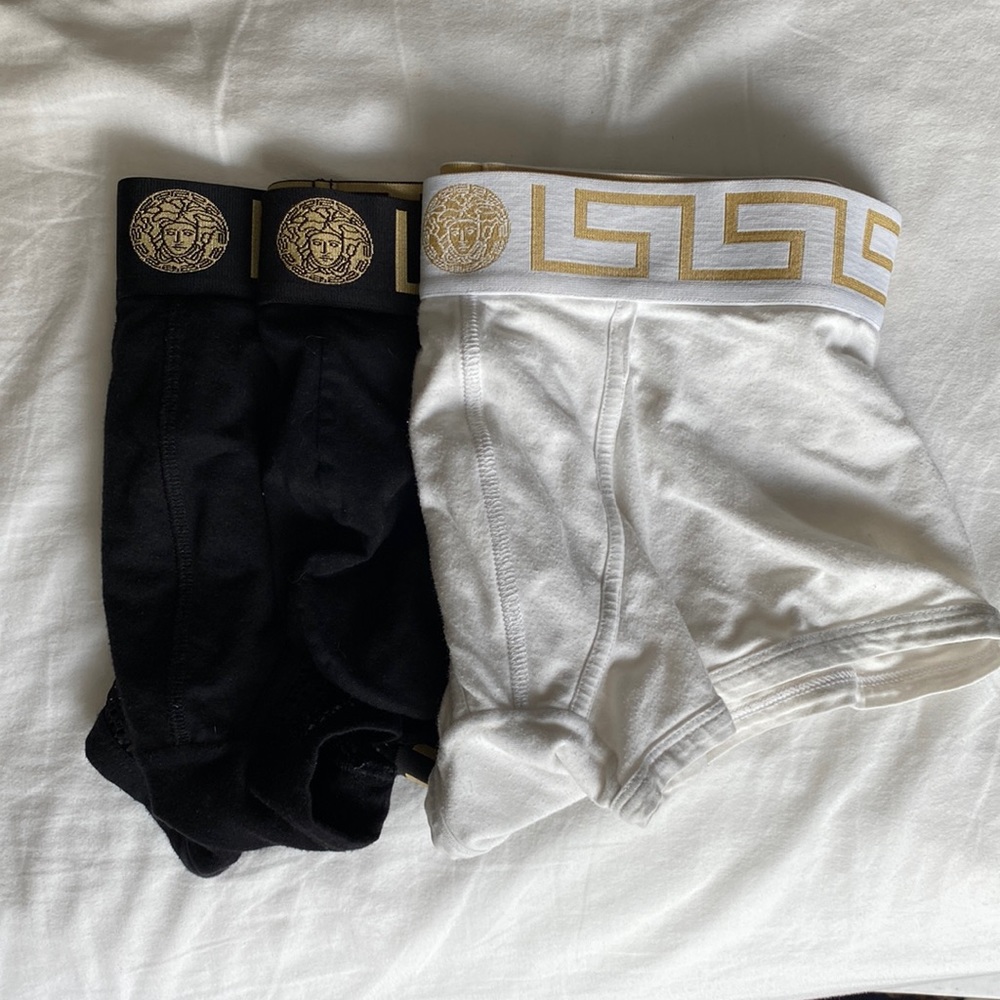 Versace 3 Pack Underwear. Black mesh, jock, white